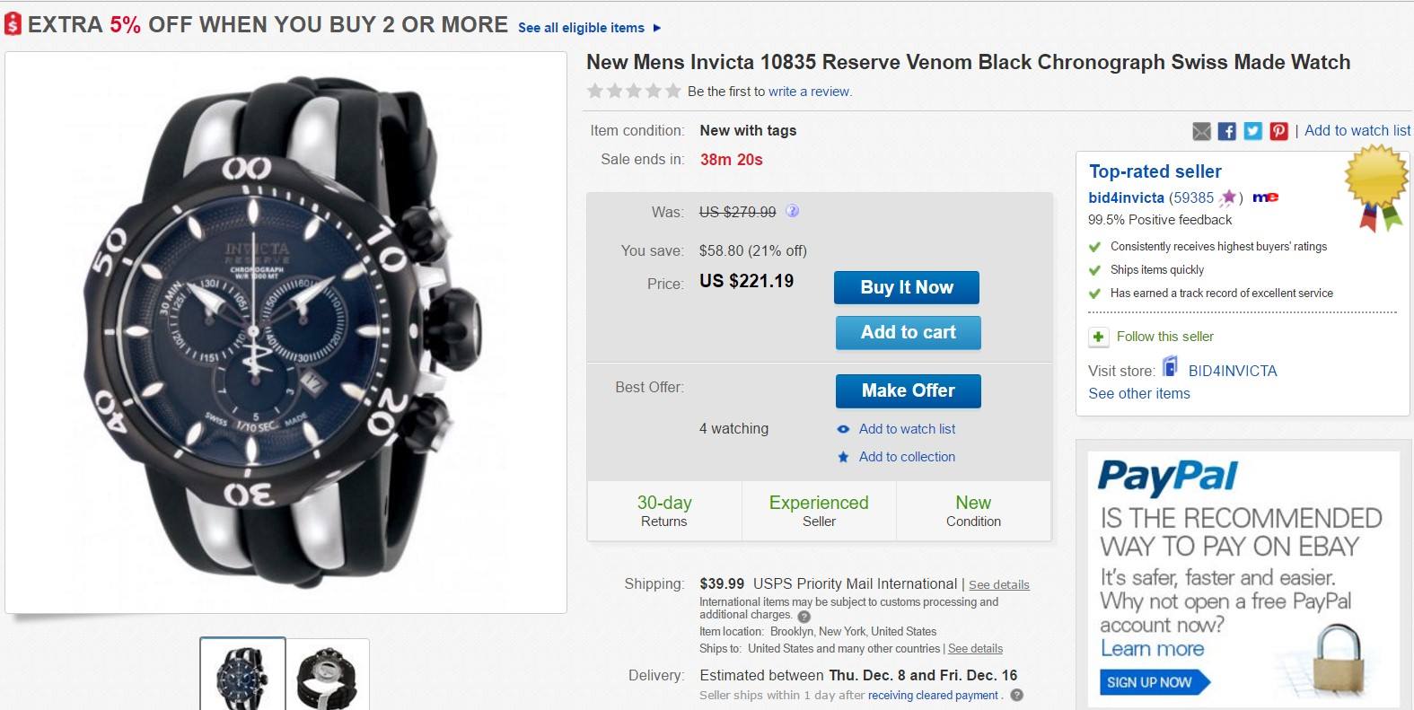 invicta new mens 10835 reserve venom black chronograph swiss made watch önden k.jpg