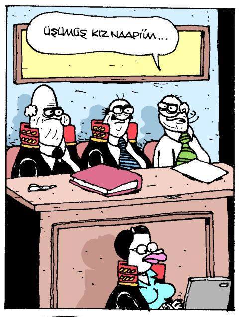 üşüyen yazıcı cüppesini veren adalet mensubu karikatür baykalbul.jpg