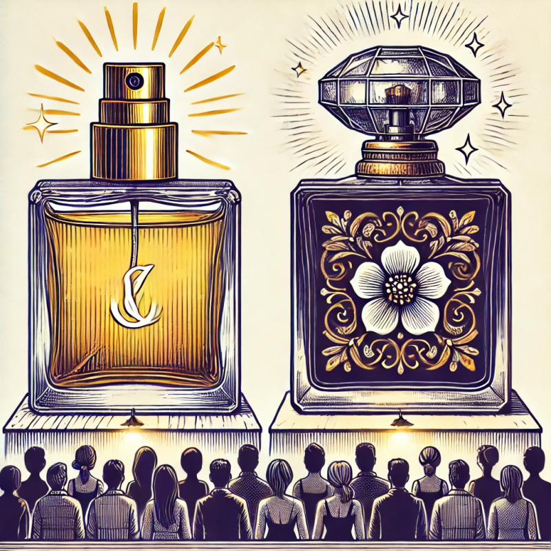 DALL·E 2025-02-27 01.36.32 - A detailed illustration showing two different perfumes side by si...png